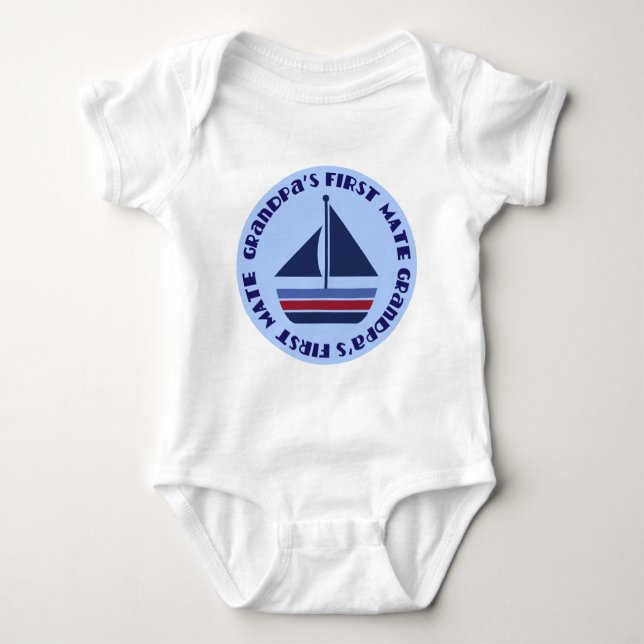 Grandpa's First Mate Sailing Sailboat Gift Baby Bodysuit (Front)