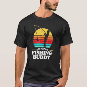 Grandpa's Fishing Buddy Cute Retro Kid 80s Sunset T-Shirt