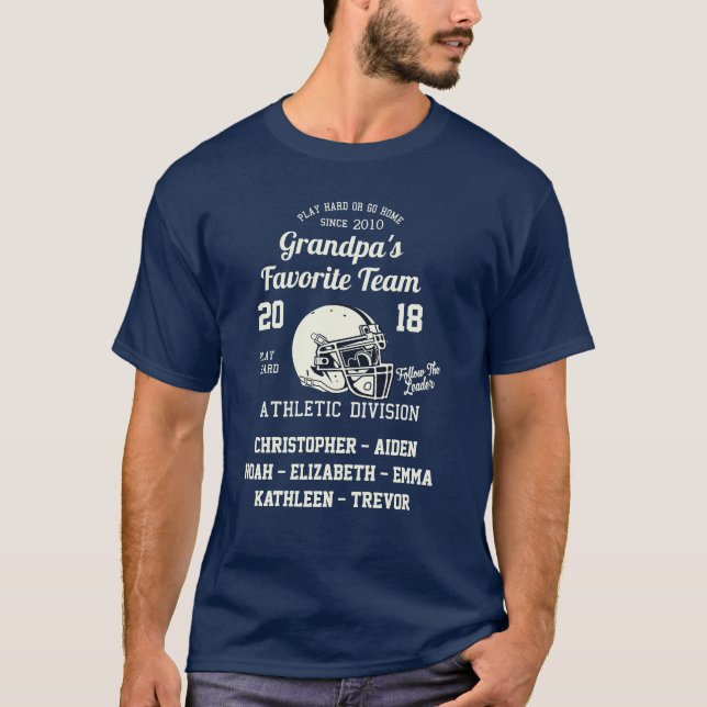 Grandpa's Football Favourite Grandkids Team T-Shirt (Front)