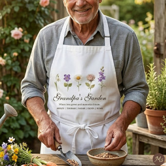 Grandpa's Garden 5 Floral Birth Month Flower Standard Apron