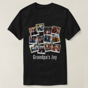 Grandpa's Joy Photo Frame Collage Modern Trendy T-Shirt