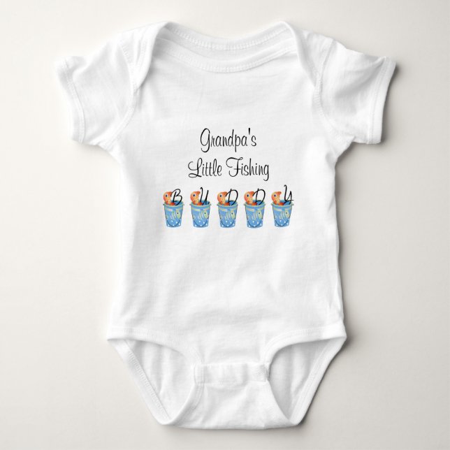 Grandpa's Little Fishing Buddy Baby Bodysuit (Front)