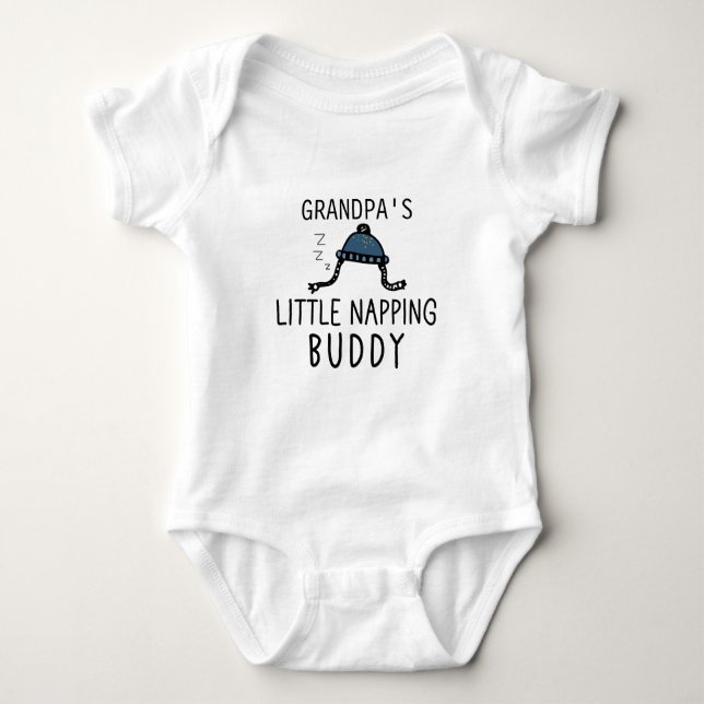 Grandpa's Little Napping Buddy | Funny Grandpa Baby Bodysuit (Front)