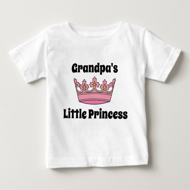 Grandpa's Little Princess Pink Tiara Baby T-Shirt (Front)