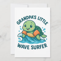 Grandpa's Little Wave Surfer Cute Turtle