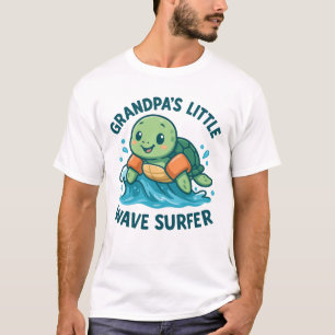 Grandpa's Little Wave Surfer Cute Turtle T-Shirt