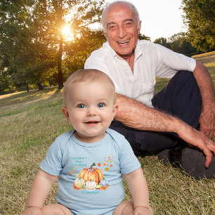 Grandpa's Tiny Blue-Eyed Pumpkin Watercolor Blue Baby Bodysuit
