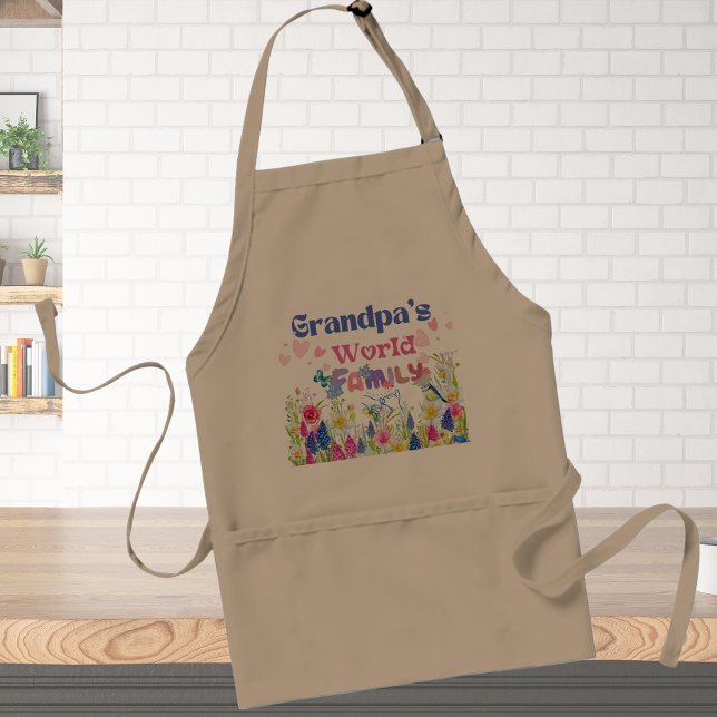 "Grandpa's world Family" Grandfather floral Standard Apron (Creator Uploaded)