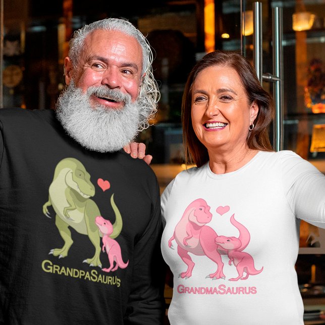 GrandpaSaurus Green T-Rex & Baby Girl Dinosaurs T-Shirt (Creator Uploaded)