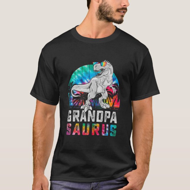 Grandpasaurus T Rex Dinosaur Grandpa Saurus Family T-Shirt (Front)