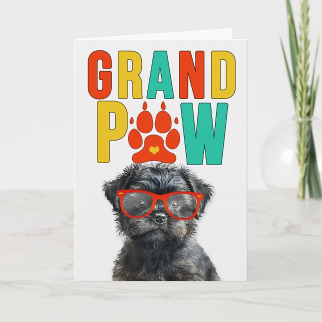 GrandPAW Affenpinscher GrandDOG Grandparents Day Holiday Card (Front)