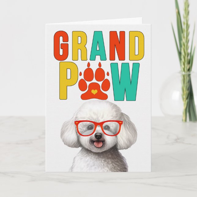 GrandPAW Bichon Frise GrandDOG Grandparents Day Holiday Card (Front)