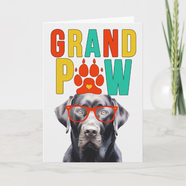 GrandPAW Black Labrador GrandDOG Grandparents Day Holiday Card (Front)