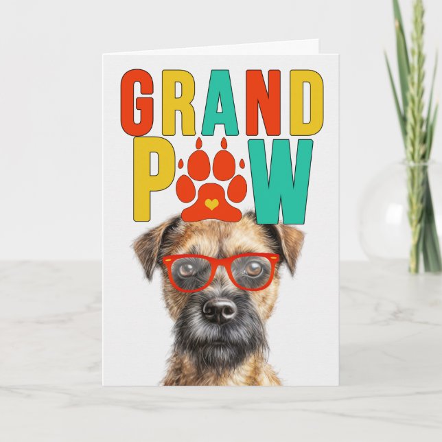 GrandPAW Border Terrier GrandDOG Grandparents Day Holiday Card (Front)