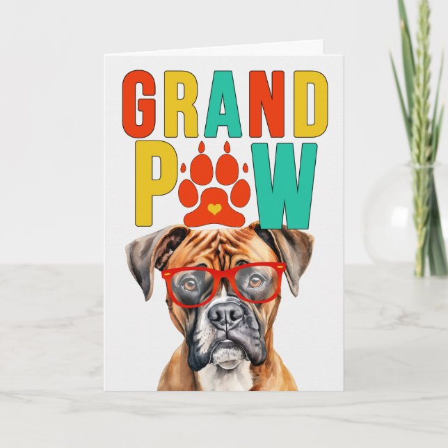 GrandPAW Boxer Dog GrandDOG Grandparents Day Holiday Card (Front)