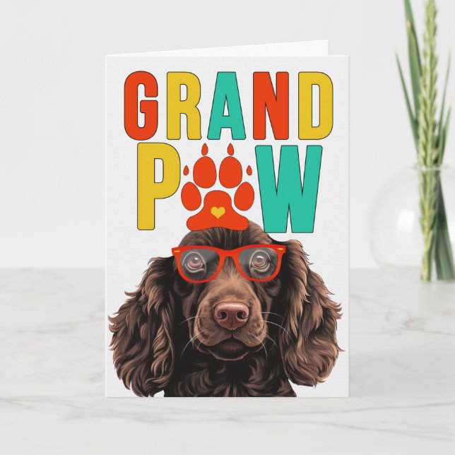 GrandPAW Boykin Spaniel GrandDOG Grandparents Day Holiday Card (Front)