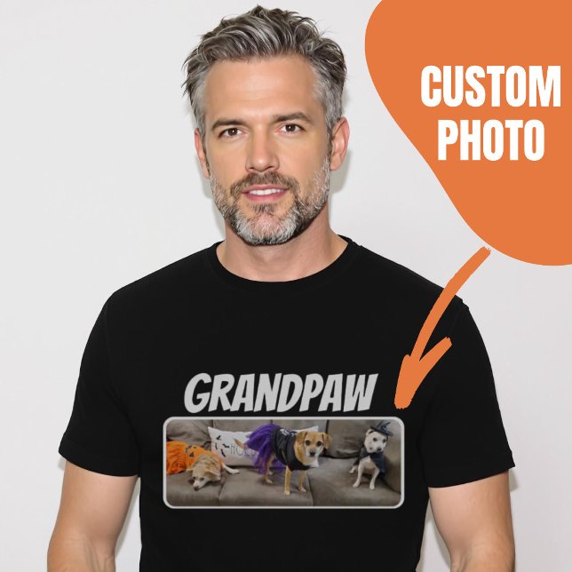 Grandpaw Dog Grandpa Custom Photo T-Shirt (Grandpaw Dog Grandpa Custom Photo T-Shirt.)
