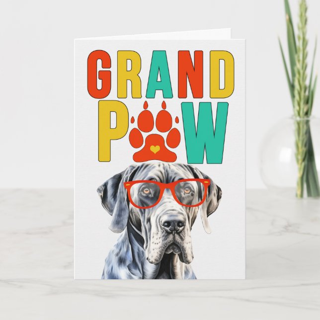 GrandPAW Great Dane GrandDOG Grandparents Day Holiday Card (Front)