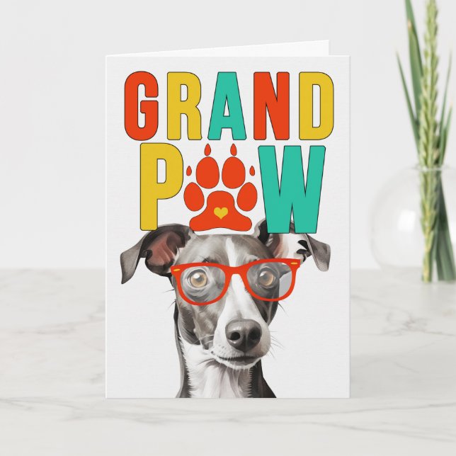 GrandPAW Greyhound GrandDOG Grandparents Day Holiday Card (Front)