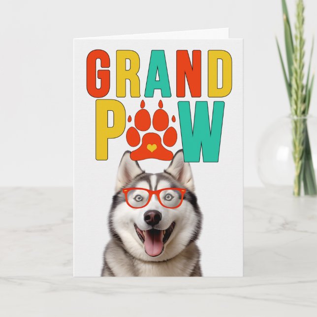GrandPAW Malamute GrandDOG Grandparents Day Holiday Card (Front)