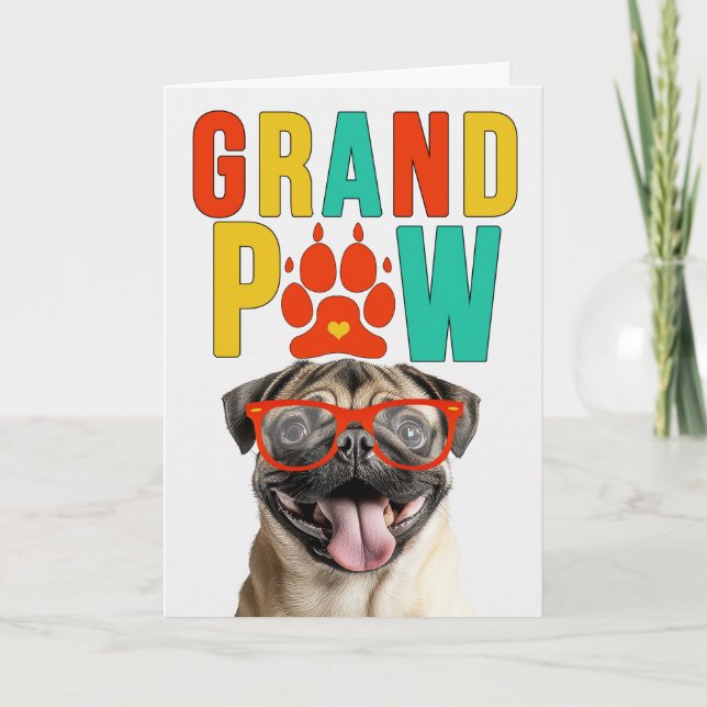 GrandPAW Pug GrandDOG Grandparents Day Holiday Card (Front)