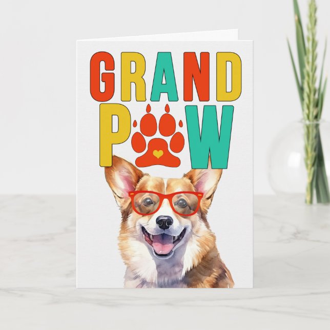 GrandPAW Welsh Corgi GrandDOG Grandparents Day Holiday Card (Front)