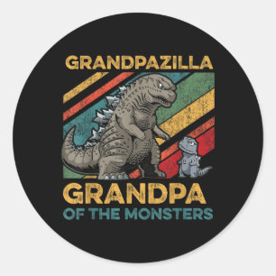 Grandpazilla Grandpa Of Monsters Halloween Classic Round Sticker
