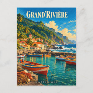 Grand'Rivière Martinique Vintage Travel Poster Postcard