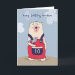 Grandson 10 Year Old Bear and Bird Birthday Card<br><div class="desc">This is a fun play on words birthday card for your grandson on his 10th birthday. A bear is holding a bird. Perfect card when you can “bearly” believe how old he is! The time really flies!</div>