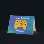 Grandson 16 Year Old Birthday Gamer Controller Card<br><div class="desc">This card is a something that might have come out of a video game. Near enough because this is a card that was designed for people who love to play video games. Say happy 16th birthday to your grandson with this blue and yellow card.</div>