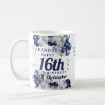 Grandson 16th Birthday Navy Balloon Coffee Mug<br><div class="desc">A gorgeous navy and silver balloon happy 16th birthday mug. This fabulous design is the perfect way to wish your grandson a happy 16th birthday (or any age!) Personalise with our own custom name and message. Blue coloured typography.</div>
