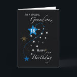 Grandson 18th Birthday Star Inspirational Black Card<br><div class="desc">Send this inspirational greeting card to a dear grandson who will be celebrating an 18th birthday soon enough. Blue and white stars are showcased on the cover of this elegant black birthday card.</div>