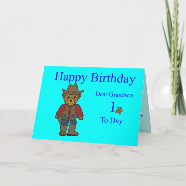 Grandson 1st Birthday Card (Front)