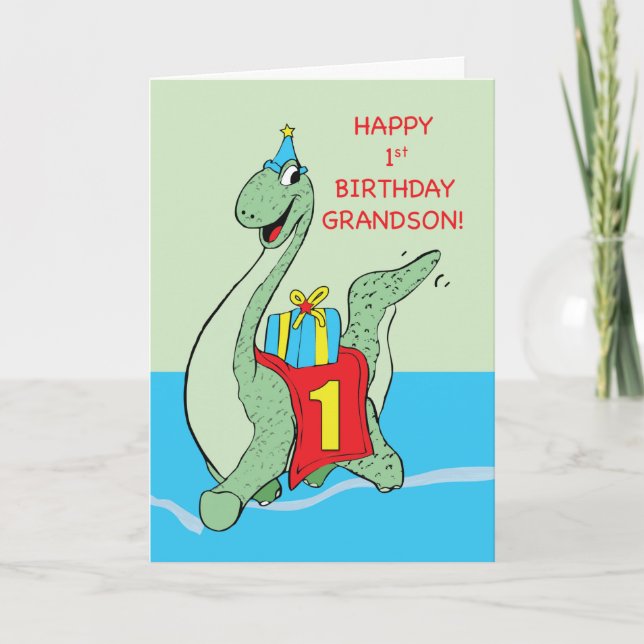 Grandson, 1st Birthday Dinosaur Card (Front)