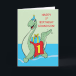 Grandson, 1st Birthday Dinosaur Card<br><div class="desc">Your grandson will get the surprise of his life once he sees this gigantic dinosaur on the cover of his 1st birthday greeting card. Let him enjoy his day more by giving him this.</div>