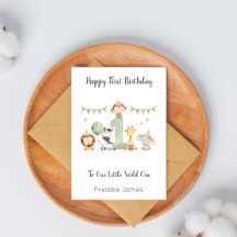 Grandson 1st Birthday Safari Animals Birthday Card