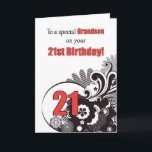 Grandson, 21st Birthday Religious Swirls Card<br><div class="desc">21st Birthday Religious Card is great for your grandson.Black and red Christian message is very current and will be appreciated as they turn 21 years old.</div>