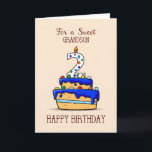 Grandson 2nd Birthday, 2 on Sweet Blue Cake Card<br><div class="desc">Grandsons are special boys. When your grandson celebrates his second birthday,  you can send him this cute card and make his special day sweeter than ever.</div>