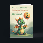 Grandson 2nd Birthday Cute Dragon Holding Balloon  Card<br><div class="desc">Celebrate your grandson’s 2nd birthday with this whimsical dragon design,  featuring a cheerful green dragon holding a bright orange balloon. Soft,  magical tones set the stage for a sweet and joyful fantasy that captures the wonder of turning two. A heartwarming choice for a little boy with a big imagination.</div>