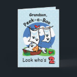 Grandson, 2nd Birthday, Peek-a-Boo Kitten Card<br><div class="desc">In celebration of your grandson’s 2nd birthday,  this card is perfect to give. A cute illustration of a kitten hiding and playing peek-a-boo. This is a special way to give your birthday wishes for him as he turns two,  2!</div>