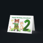 Grandson 2nd Birthday Watercolor Bear and Fox Card<br><div class="desc">This sweet second birthday card features an adorable bear in a cosy coat and scarf, walking alongside a friendly fox while a cheerful little bird flutters nearby. A large number 2 stands ahead, marking the start of another exciting year! The soft watercolor style gives this card a storybook charm, perfect...</div>