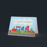 Grandson 4th Birthday Colorful Train on Track Card<br><div class="desc">This card will never fail to bring fun and color to your grandson’s day once you hand him this to greet him on his 4th birthday. The colorful train on the front is chugging towards his direction to send fun greetings.</div>
