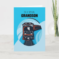 Grandson 4th Birthday Train Little Boy Blue