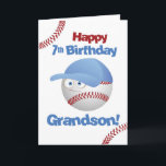 Grandson 7th Birthday Funny Baseball Face Card<br><div class="desc">Funny card to send to your grandson on his 7th birthday. He will enjoy the baseball as the head,  wearing a hat with google eyes. Let him know what a hit he is with you!</div>