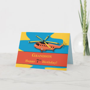 Grandson, 7th Birthday with Helicopter Card