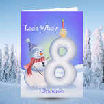 Grandson 8th Birthday Snowman Snowy Eight  Card<br><div class="desc">A lively winter moment unfolds for your grandson's eighth birthday. A smiling snowman shows off the snowy “8” he’s shaped just for him, topped with a festive cupcake and candle to mark the celebration. Light colors, fun textures, and a cheerful mood create a playful seasonal scene—perfect for a child who...</div>
