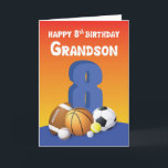 Grandson 8th Birthday Sports Balls Card<br><div class="desc">No matter what sport is enjoyed,  this brightly colored card will be sure to be a hit. Celebrate your grandson’s 8th birthday with this sports oriented card. A large 8 is centered with a variety of balls around.</div>
