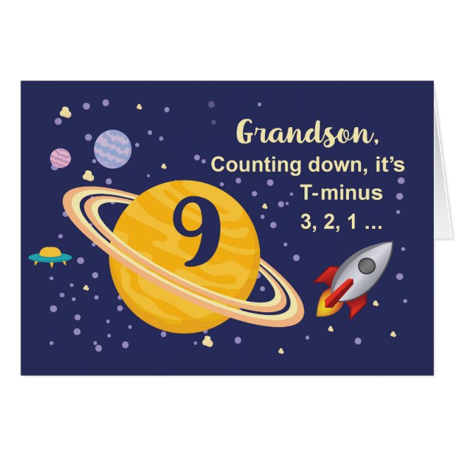 Grandson 9th Birthday Planets in Outer Space (Front Horizontal)