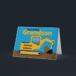 Grandson 9th Birthday Yellow Excavator Add Name Card<br><div class="desc">A fun ninth birthday card for a grandson who loves construction equipment and earth movers. It has a yellow digger on the front with an area on the cab where you can change the name of the construction company to your grandson's name. The number 9 is being scooped up in...</div>