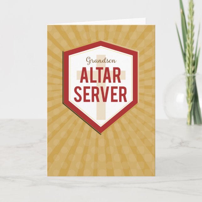 Grandson Altar Server Congratulations Starburst Card (Front)